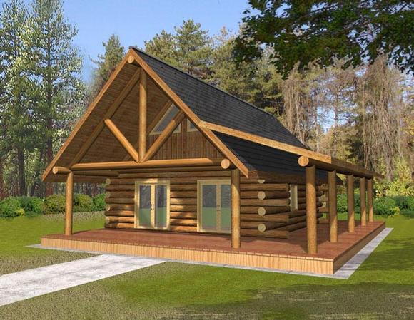 Log House Plan 87050 with 1 Beds, 1 Baths Elevation
