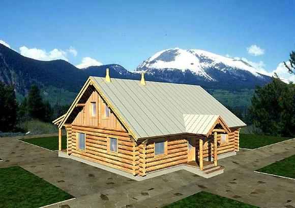 Log House Plan 87060 with 2 Beds, 1 Baths Elevation