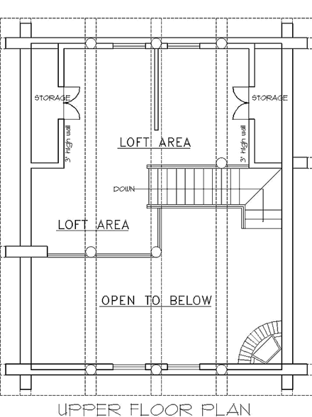 Log House Plan 87070 with 1 Beds, 1 Baths Second Level Plan