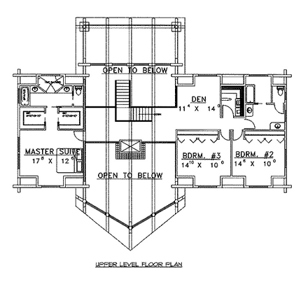 Log House Plan 87072 with 5 Beds, 4 Baths, 3 Car Garage Second Level Plan