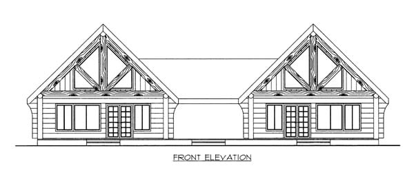 Log Multi-Family Plan 87085 with 2 Beds, 2 Baths Elevation