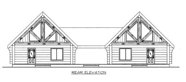 Log Multi-Family Plan 87085 with 2 Beds, 2 Baths Rear Elevation