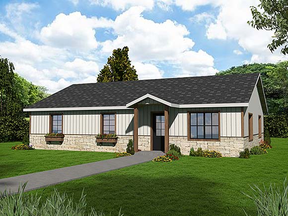 Ranch House Plan 87093 with 3 Beds, 2 Baths Elevation