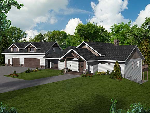 Contemporary House Plan 87095 with 4 Beds, 3 Baths, 2 Car Garage Elevation
