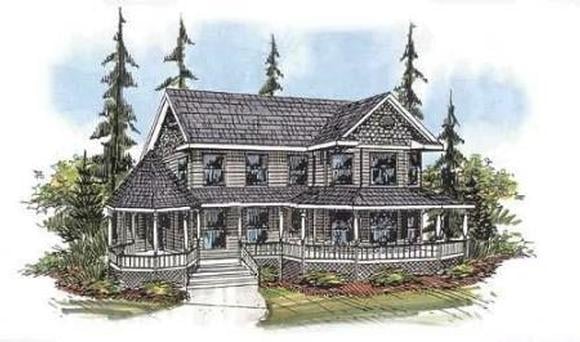 Farmhouse, Victorian House Plan 87120 with 3 Beds, 3 Baths, 2 Car Garage Elevation