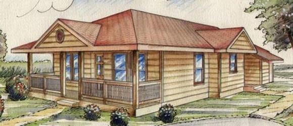 Cabin, Traditional House Plan 87141 with 3 Beds, 1 Baths Elevation
