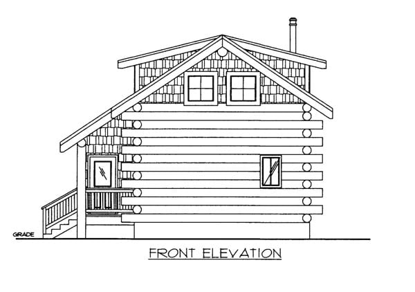 Log House Plan 87143 Elevation