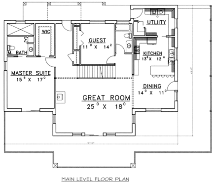 Contemporary House Plan 87159 with 2 Beds, 3 Baths First Level Plan