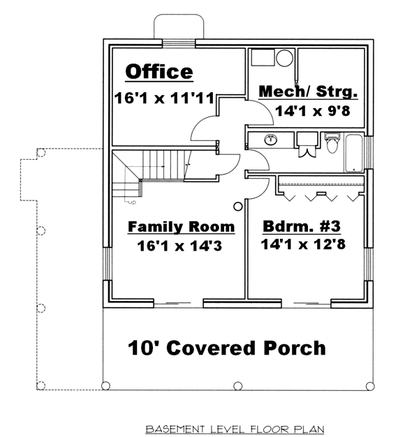 Log, Narrow Lot House Plan 87162 with 3 Beds, 3 Baths Lower Level Plan