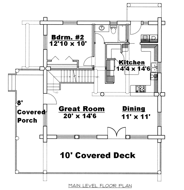 Log, Narrow Lot House Plan 87162 with 3 Beds, 3 Baths Level One