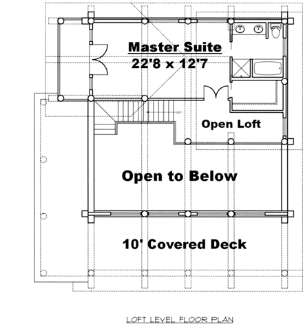 Log, Narrow Lot House Plan 87162 with 3 Beds, 3 Baths Second Level Plan