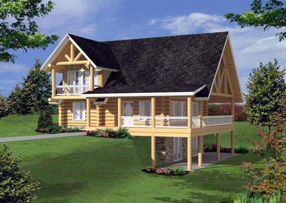 Log, Narrow Lot House Plan 87162 with 3 Beds, 3 Baths Elevation