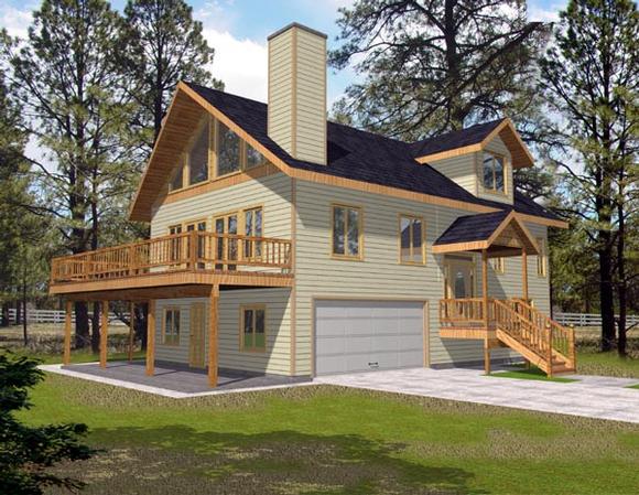 Narrow Lot, One-Story House Plan 87176 with 3 Beds, 3 Baths, 2 Car Garage Elevation