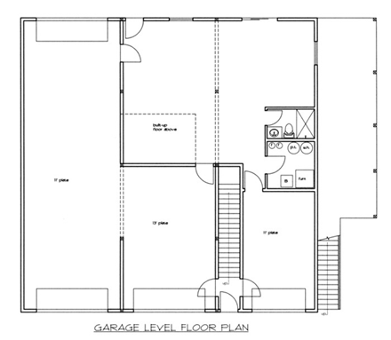 Traditional 3 Car Garage Apartment Plan 87186 with 3 Beds, 2 Baths, RV Storage First Level Plan