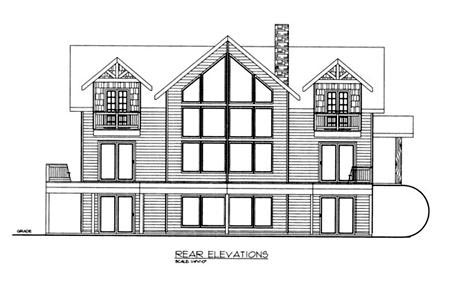 Country House Plan 87198 with 4 Beds, 4 Baths Rear Elevation