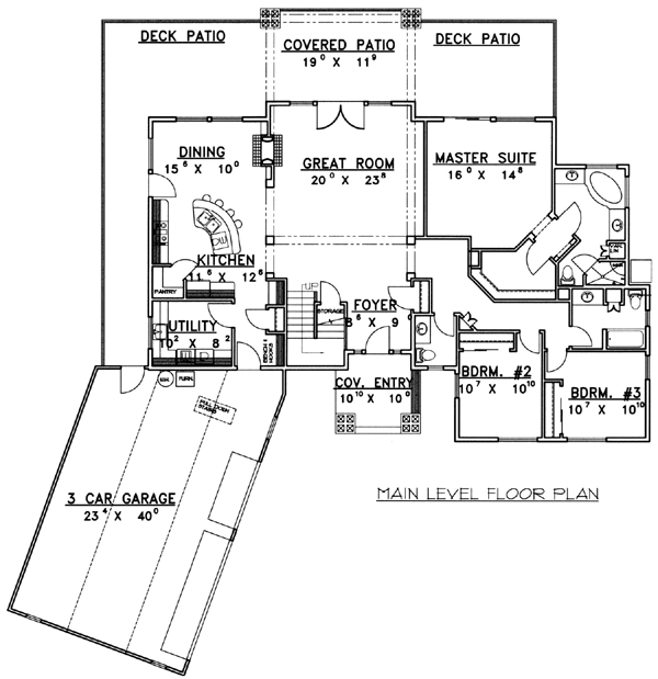 Contemporary, Traditional House Plan 87199 with 3 Beds, 3 Baths, 3 Car Garage Level One