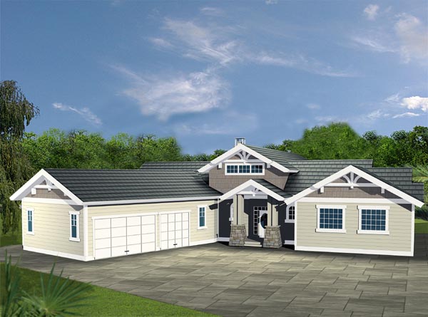 Contemporary, Traditional House Plan 87199 with 3 Beds, 3 Baths, 3 Car Garage Elevation