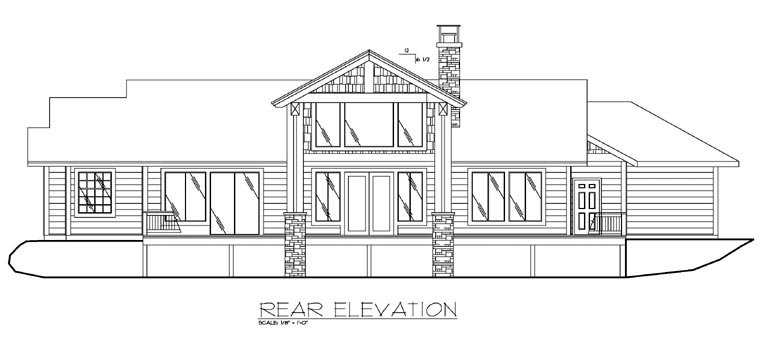 Contemporary, Traditional House Plan 87199 with 3 Beds, 3 Baths, 3 Car Garage Rear Elevation