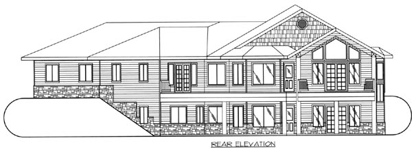 One-Story, Traditional House Plan 87203 with 3 Beds, 4 Baths, 3 Car Garage Rear Elevation