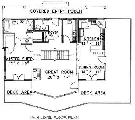 House Plan 87205 with 3 Beds, 3 Baths First Level Plan
