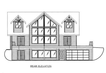 House Plan 87205 with 3 Beds, 3 Baths Rear Elevation