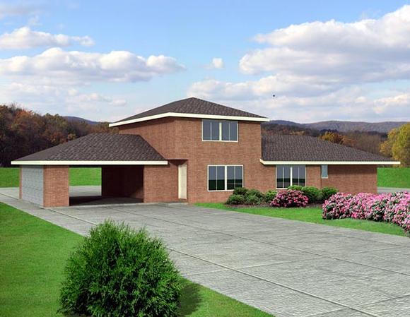 Contemporary, Southwest Multi-Family Plan 87213 with 4 Beds, 5 Baths, 2 Car Garage Elevation