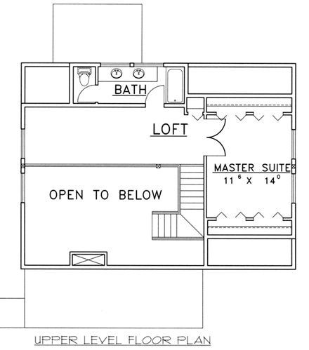 Traditional House Plan 87226 with 3 Beds, 3 Baths, 1 Car Garage Second Level Plan