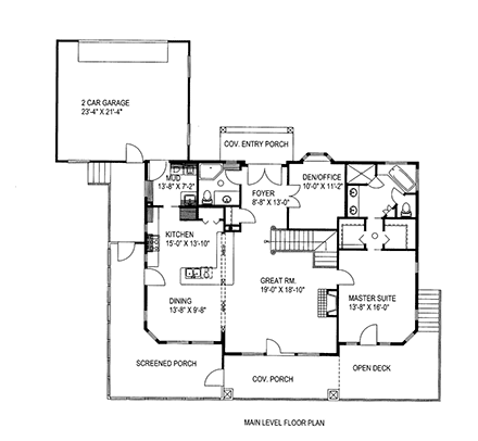 Contemporary House Plan 87246 with 2 Beds, 3 Baths, 2 Car Garage First Level Plan