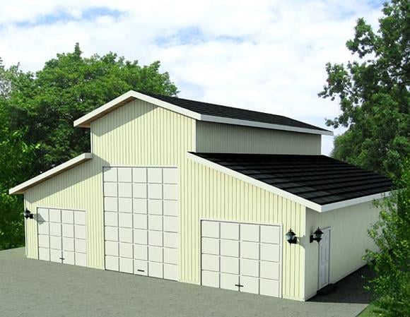 4 Car Garage Plan 87277, RV Storage Elevation