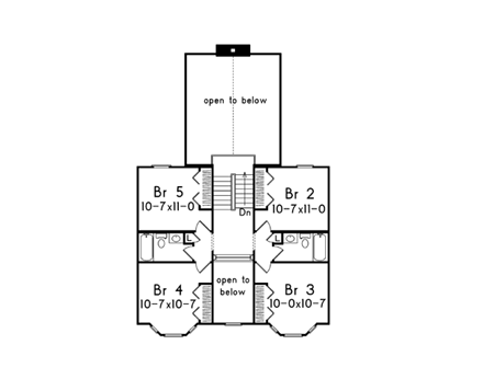 Farmhouse House Plan 87309 with 5 Beds, 4 Baths, 2 Car Garage Second Level Plan