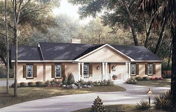 Ranch House Plan 87323 with 3 Beds, 2 Baths, 2 Car Garage Elevation