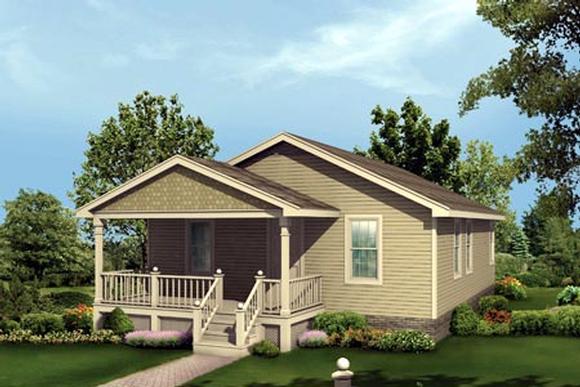 Narrow Lot, One-Story, Traditional House Plan 87333 with 3 Beds, 2 Baths Elevation