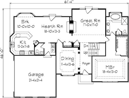 Traditional House Plan 87340 with 4 Beds, 5 Baths, 2 Car Garage First Level Plan