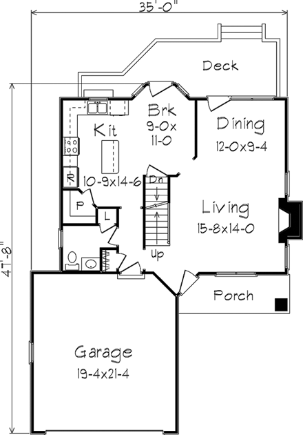 Narrow Lot, Traditional House Plan 87341 with 3 Beds, 3 Baths, 2 Car Garage First Level Plan
