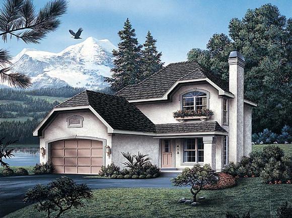 Narrow Lot, Traditional House Plan 87341 with 3 Beds, 3 Baths, 2 Car Garage Elevation