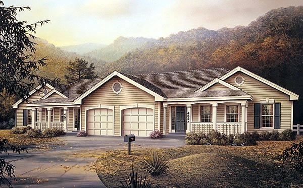 One-Story, Ranch Multi-Family Plan 87347 with 6 Beds, 4 Baths, 2 Car Garage Elevation
