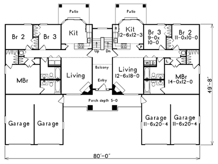 Mediterranean Multi-Family Plan 87349 with 12 Beds, 8 Baths, 4 Car Garage First Level Plan
