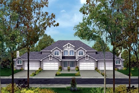 Traditional Multi-Family Plan 87350 with 3 Beds, 3 Baths, 2 Car Garage Elevation