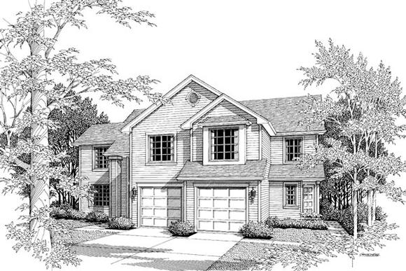 Traditional Multi-Family Plan 87351 with 6 Beds, 5 Baths, 2 Car Garage Elevation