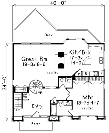 Contemporary, Narrow Lot House Plan 87355 with 2 Beds, 3 Baths First Level Plan