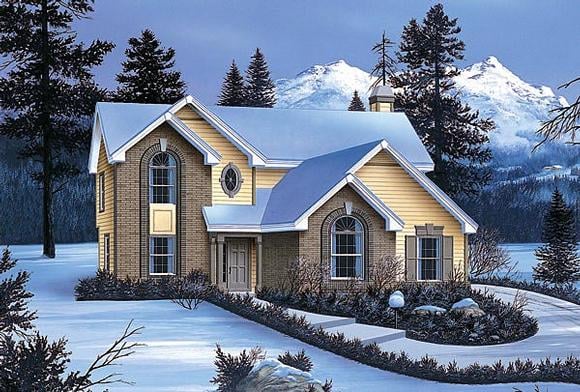 Narrow Lot, Traditional House Plan 87370 with 4 Beds, 3 Baths, 2 Car Garage Elevation