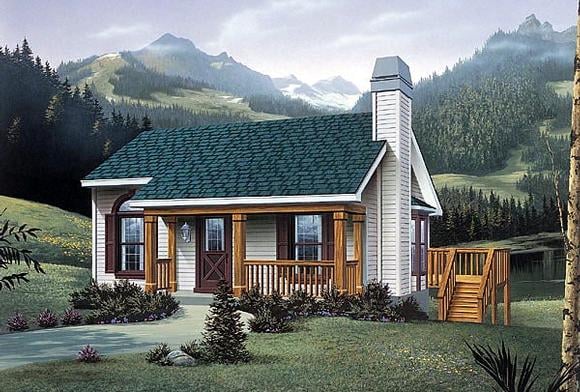 Narrow Lot, One-Story, Traditional House Plan 87371 with 2 Beds, 1 Baths Elevation