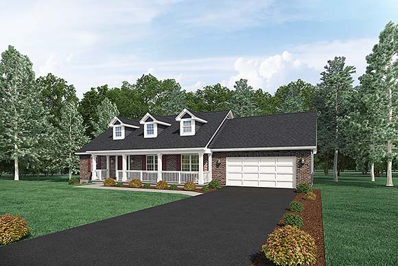 Ranch House Plan 87375 with 3 Beds, 2 Baths, 2 Car Garage Elevation