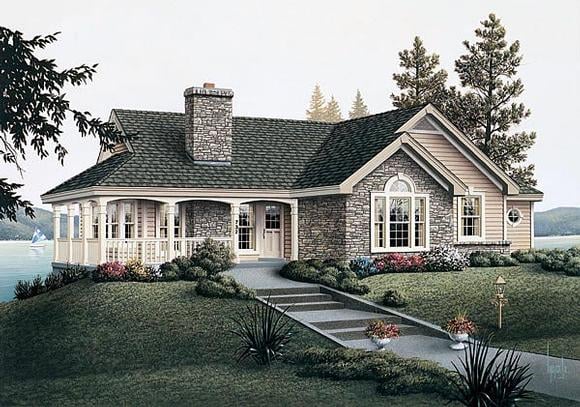 Country House Plan 87381 with 2 Beds, 2 Baths, 1 Car Garage Elevation