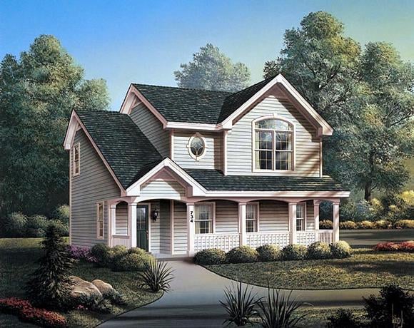 Country 2 Car Garage Apartment Plan 87382 with 2 Beds, 1 Baths Elevation