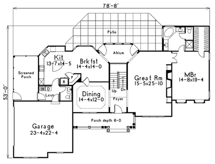 Farmhouse House Plan 87383 with 4 Beds, 4 Baths, 2 Car Garage First Level Plan