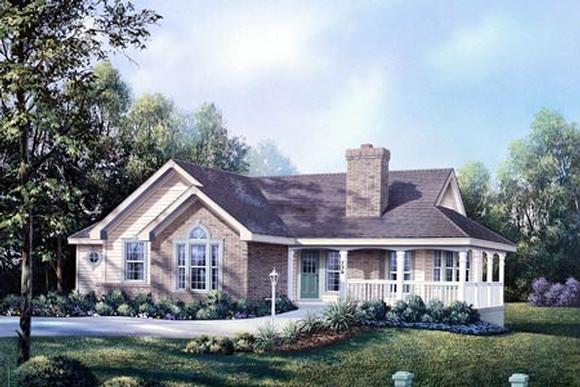 Country, One-Story House Plan 87384 with 3 Beds, 2 Baths, 2 Car Garage Elevation
