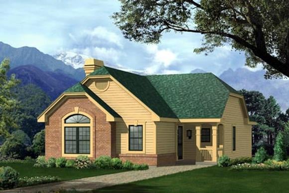 Narrow Lot, One-Story, Traditional House Plan 87391 with 2 Beds, 1 Baths Elevation