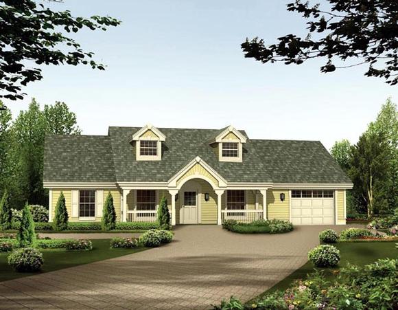 Cape Cod, Country, Ranch House Plan 87398 with 3 Beds, 2 Baths, 1 Car Garage Elevation