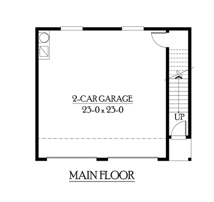 Craftsman 2 Car Garage Apartment Plan 87403 with 1 Beds, 1 Baths First Level Plan